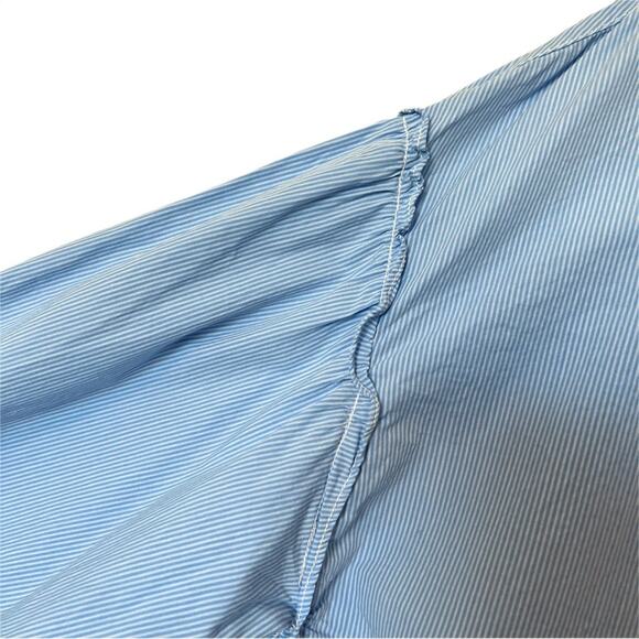 Sanctuary Baby Blue Pinstripe Balloon Sleeve Top Size Large - Picture 4 of 10
